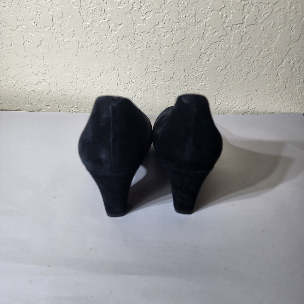 L'Amour Des Pieds Black Suede Round Toe Block Heel Pumps Womens 8.5M - Picture 6 of 10